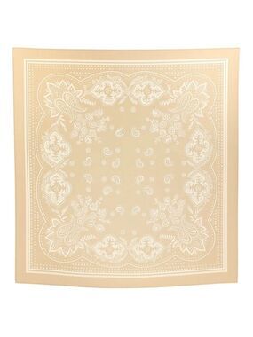 Beige White Paisley Square Scarf Wild Rag Bandana Print Satin Neck Head Wrap 27